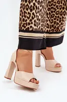 Boto Dámske Sandále Na Opätku A Platforme Eko Kožené Béžové Lomman