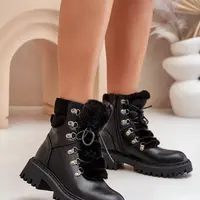 FI1 Zateplené členkové topánky na zips z eko kože čierne Willatta