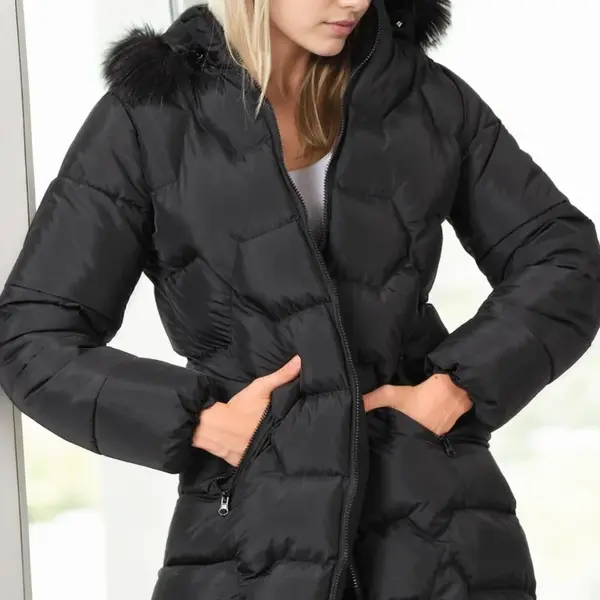 Z6760 DEWBERRY WOMEN'S COAT-PLAIN BLACK