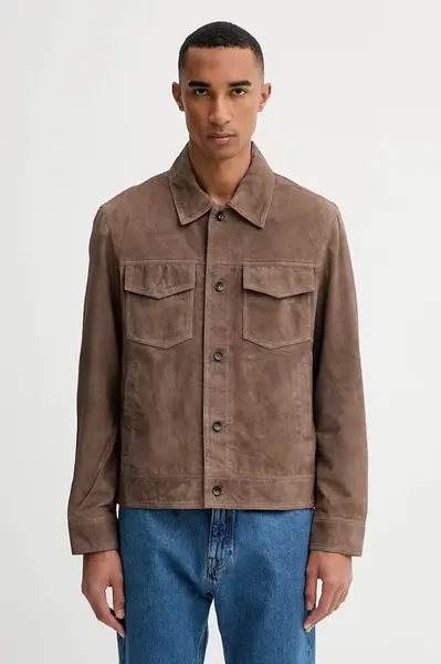 Semišová bunda Rag & Bone hnědá barva, přechodná, RV7525F0MLT