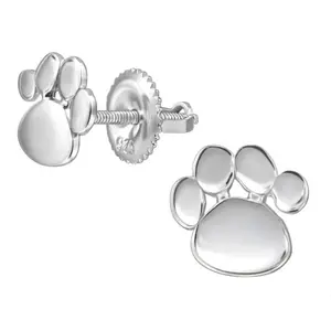 SILVER Dětské stříbrné náušničky Tlapka, se šroubovací puzetou