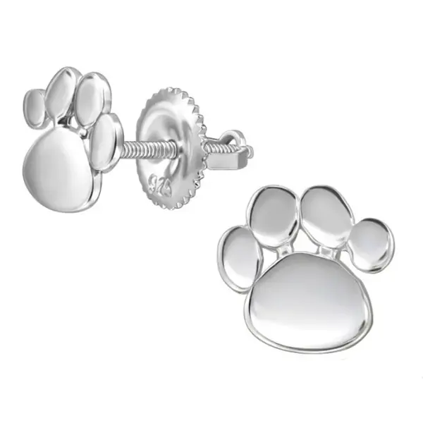 SILVER Dětské stříbrné náušničky Tlapka, se šroubovací puzetou