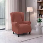 Super strečové potahy RUBINIA cihlová křeslo ušák (š. 70 - 95 cm)