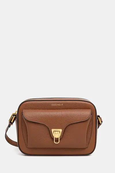 Kožená kabelka Coccinelle béžová barva, E1 MF6 15 02 01