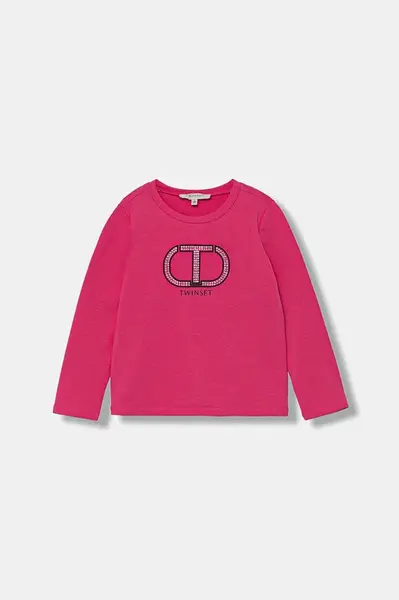 Dětské tričko s dlouhým rukávem Twinset růžová barva, 252GB2260