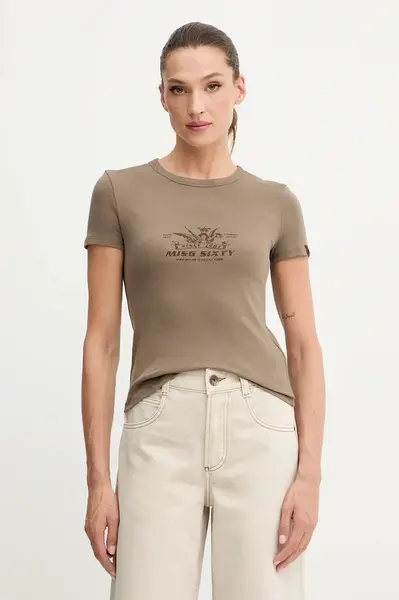 Tričko Miss Sixty dámské, hnědá barva, 6S3SJ56300