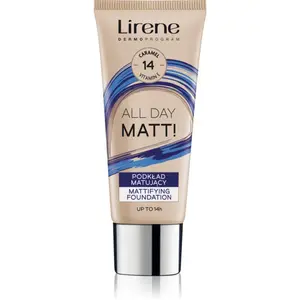 Lirene ALL DAY MATT! zmatňujúci fluidný make-up pre dlhotrvajúci efekt odtieň 14 Caramel 30 ml