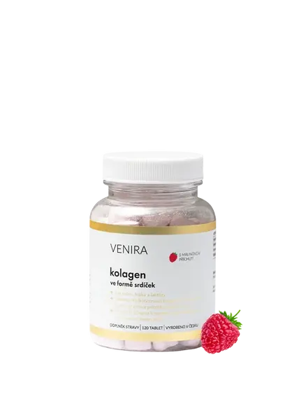VENIRA Kolagén vo forme srdiečok malina 120 tabliet