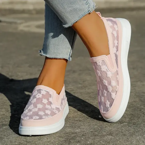 Resti Women's mesh loafers with flowers Emzos