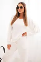 Kesi Włoski Komplet dámsky maslový s strapcami na rukávoch ecru