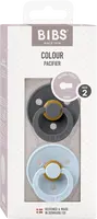 BIBS Colour Cumlíky z prírodného kaučuku, veľkosť 2, Iron/Baby Blue 2 ks