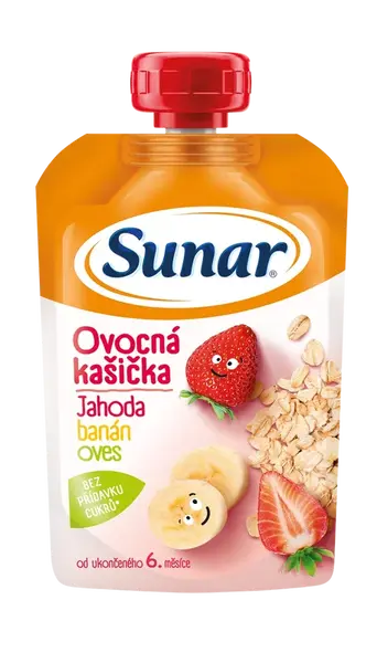 SUNAR kašička ovocná kapsička banán, jahoda, ovsené vločky 6m+ 120 g