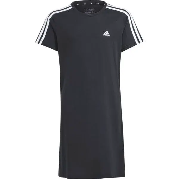 adidas ESSENTIALS 3-STRIPES DRESS Dívčí šaty, černá, velikost