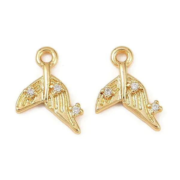 Ocean Theme Brass Micro Pave Cubic Zirconia Charms
