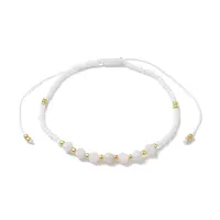 Adjustable Natural Rainbow Moonstone & Seed Braided Bead Bracelets
