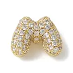 Brass Micro Pave Cubic Zirconia Beads