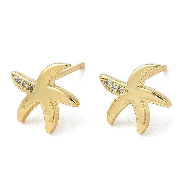 Rack Plating Brass Starfish Stud Earrings