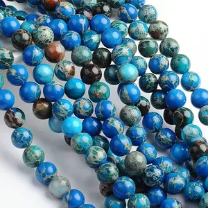 Dyed Natural Imperial Jasper Round Bead Strands