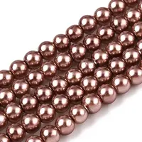 Baking Painted Pearlized Glass Pearl Round Bead Strands
