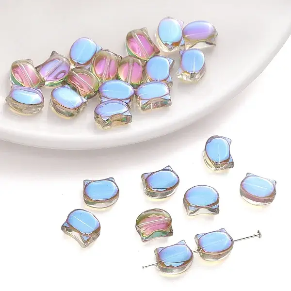 10Pcs Electroplate Glass Beads