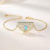 Brass Micro Pave Clear Cubic Zirconia Link Bracelets