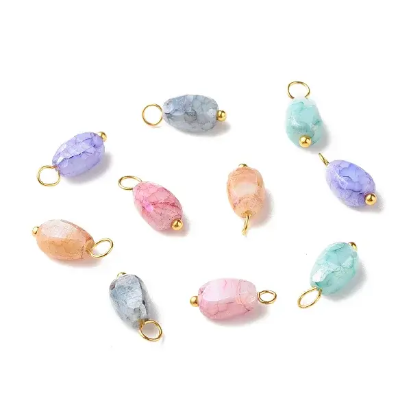Opaque Baking Painted Crackle Glass Beads Pendants