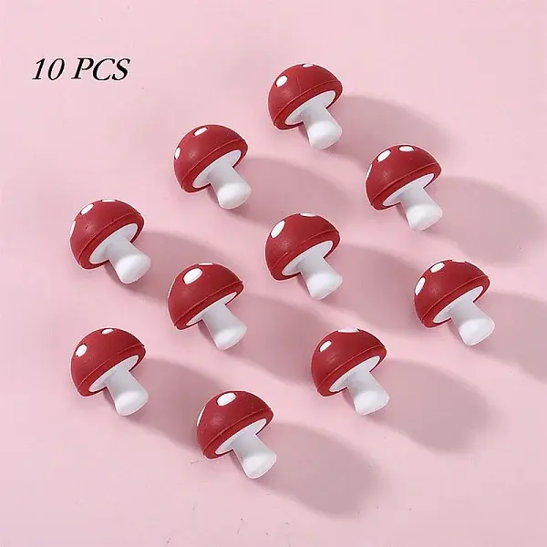 10Pcs Mushroom Silicone Focal Beads