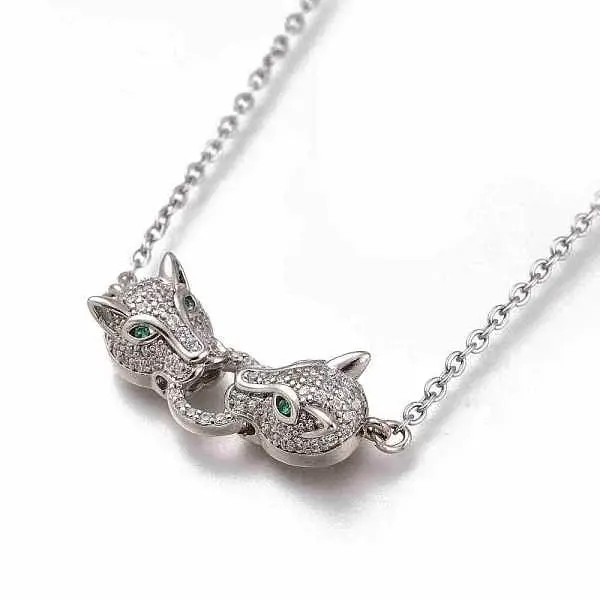 Brass Micro Pave Cubic Zirconia Door Knocker Pendant Necklaces