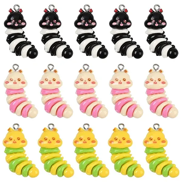 15Pcs 3 Colors Resin Pendants