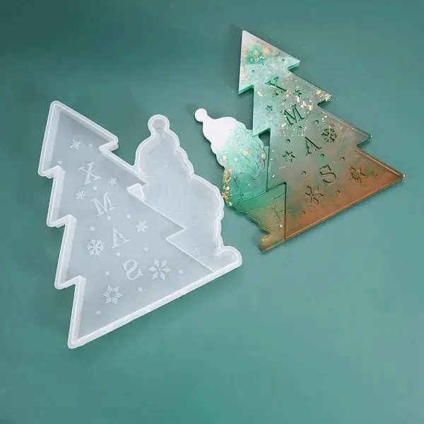 DIY Christmas Tree with Santa Claus Pendant Silicone Molds