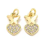 Brass Micro Pave Clear Cubic Zirconia Charms
