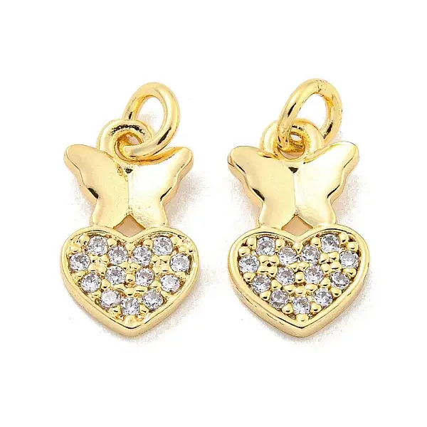 Brass Micro Pave Clear Cubic Zirconia Charms