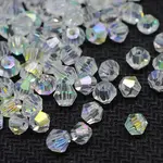 AB Color Plated Crystal Glass Bicone Loose Beads