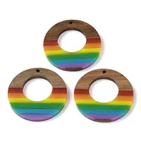 Pride Rainbow Theme Resin & Walnut Wood Pendants