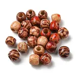 100Pcs Printed Wooden Dyed Beads
