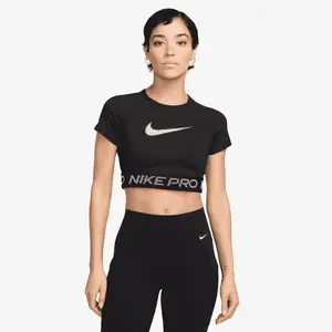 Nike Pro Womens Dri-FIT Short-Sleeve Cropped Graphic Top M
