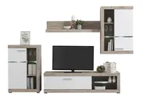 Obývací stěna s osvětlením jonah - bílá/dub šedý