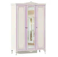Třídveřová šatní skříň se zrcadlem comtesa - alabastr/fialová