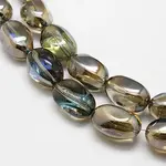 Full Rainbow Plated Crystal Glass Oval Beads Strands