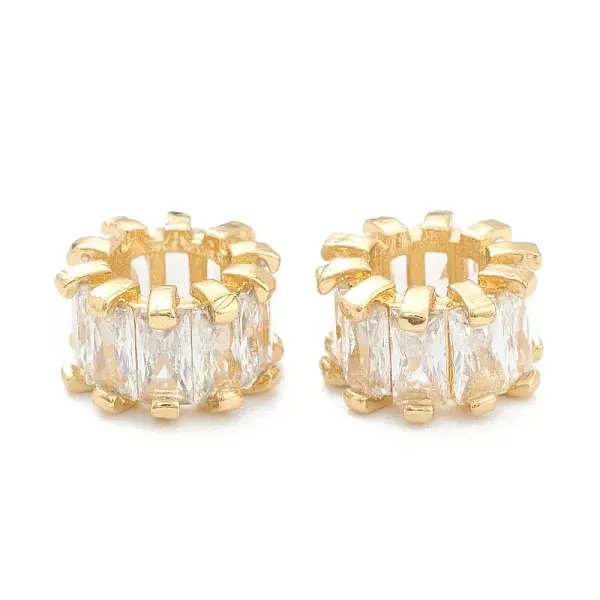 Brass Clear Cubic Zirconia European Beads