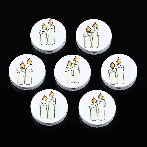 Halloween Printed Natural Wood Beads