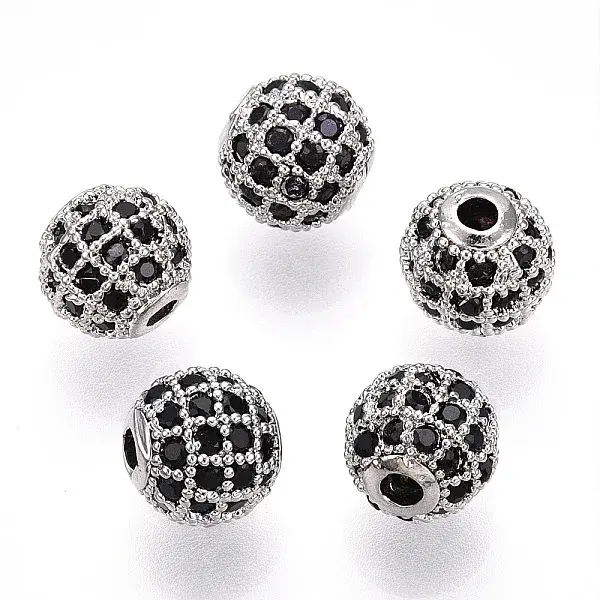 Rack Plating Brass Cubic Zirconia Beads