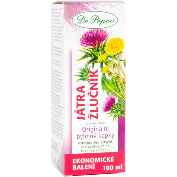 Dr. Popov Originální bylinné kapky Játra-žlučník bylinné kapky pro podporu detoxikace organismu 100 ml