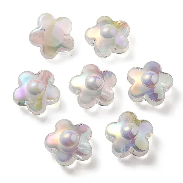 UV Plating Rainbow Iridescent Transparent Acrylic Beads