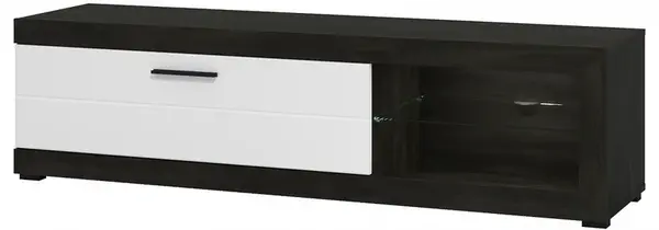 Tv stolek s osvětlením ronja - černé dřevo/bílá