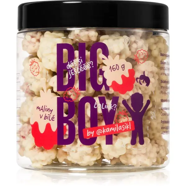 Big Boy Raspberries covered in white chocolate by @kamilasikl mrazom sušené ovocie v čokoláde 160 g