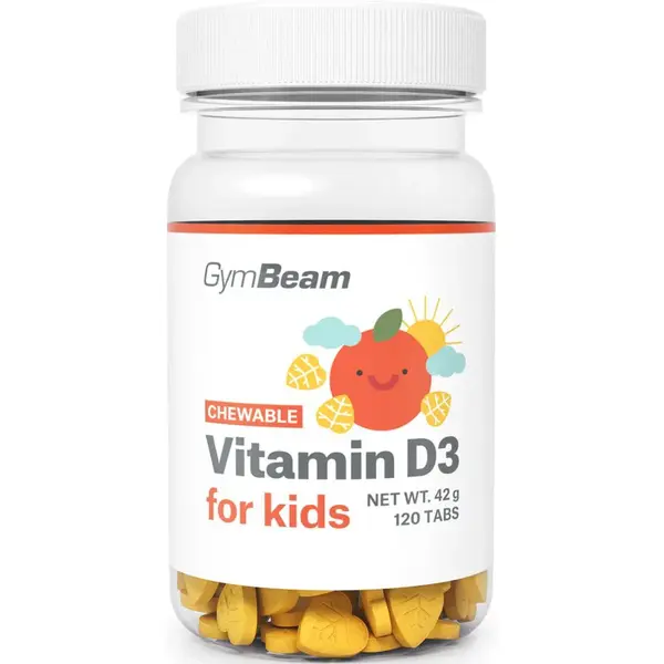 GymBeam Vitamin D3 for Kids tablety na cmúľanie príchuť Orange 74 g