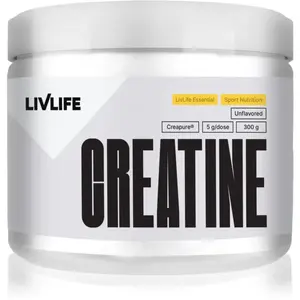 LivLife Creatine prášok na podporu tvorby svalovej hmoty príchuť Unflavored 300 g