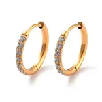 Ion Plating(IP) 316 Surgical Stainless Steel Pave Clear Cubic Zirconia Hoop Earrings Women