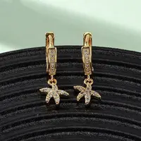 Starfish Brass Micro Pave Cubic Zirconia Hoop Earrings